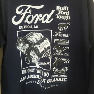 Ford Built Ford Tough Mens Blue Sweatshirt Mustang F150 Bronco Cobra Racing Sz L